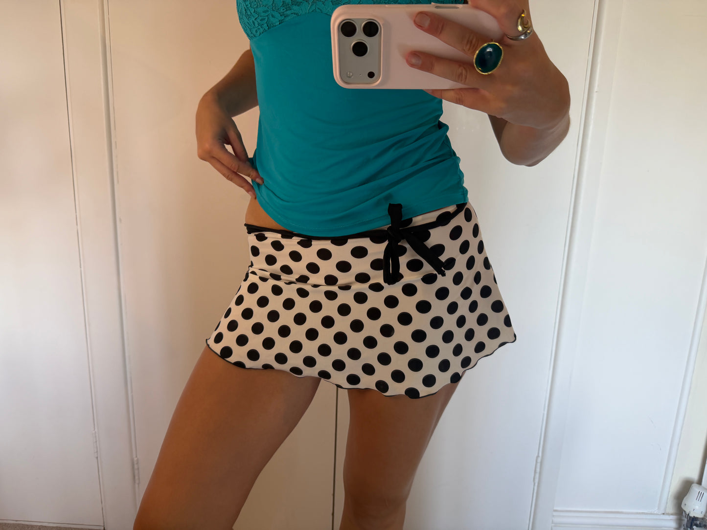 polka mini skirt