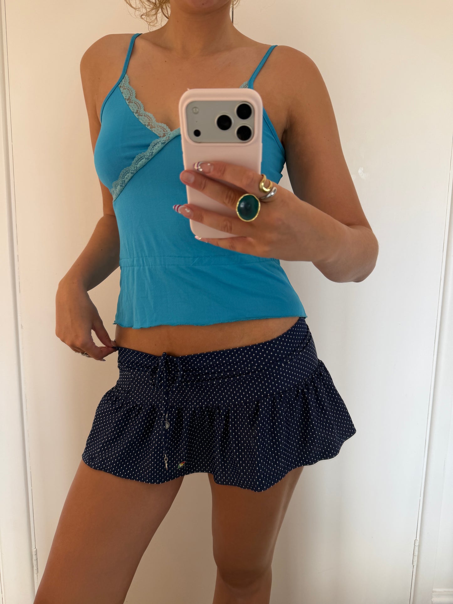 polka mini skirt