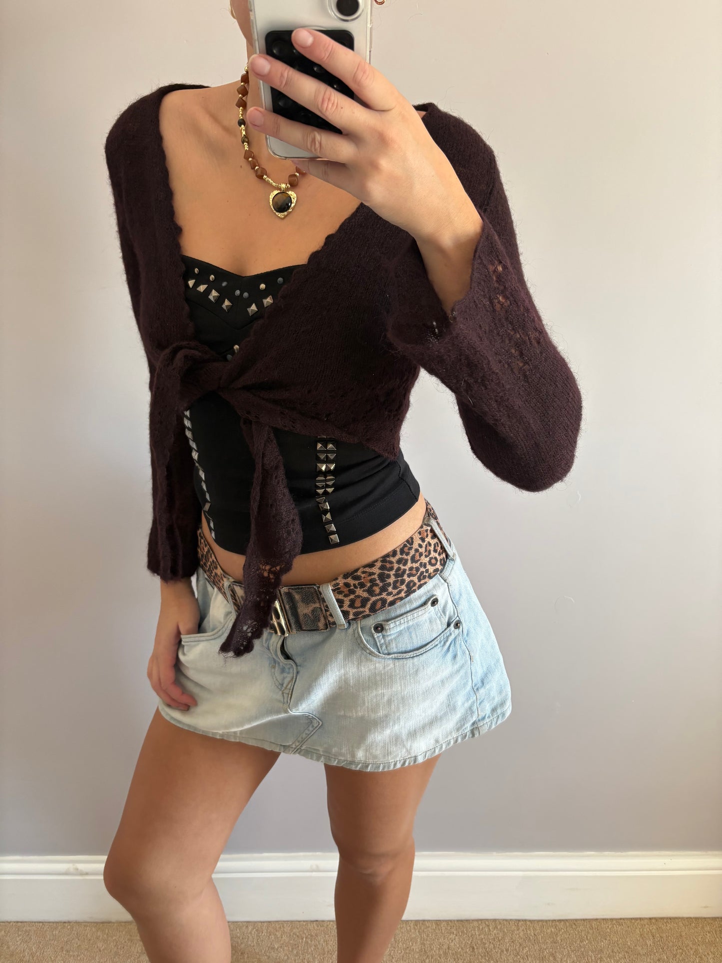 brown cardigan