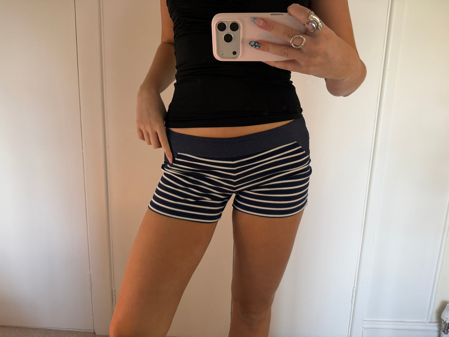 striped mini shorts