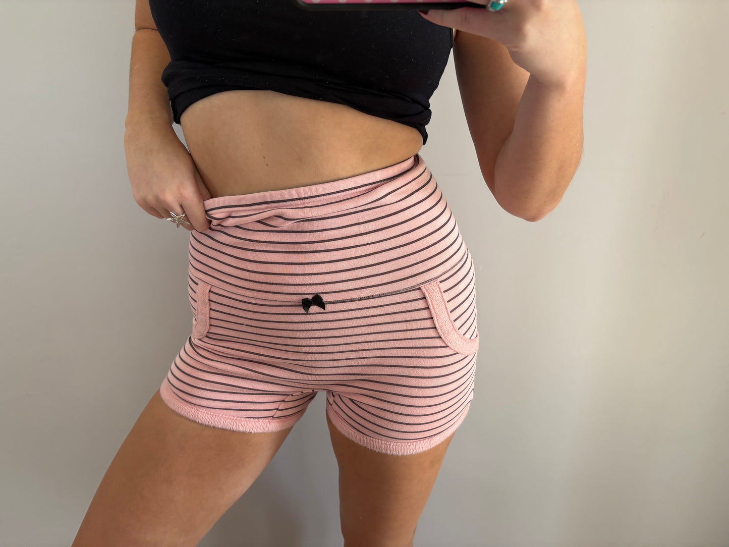 pinstriped mini shorts