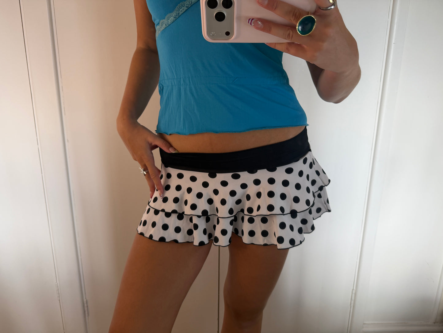 polka mini skirt