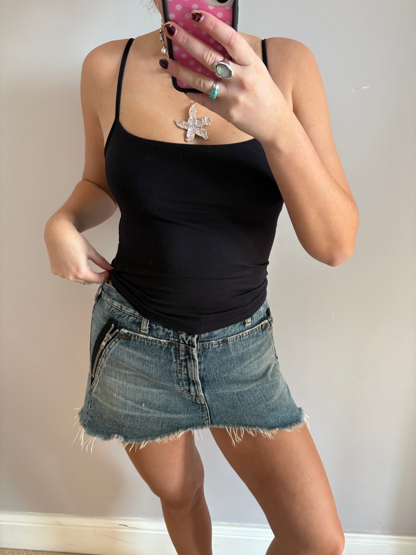 denim mini skirt