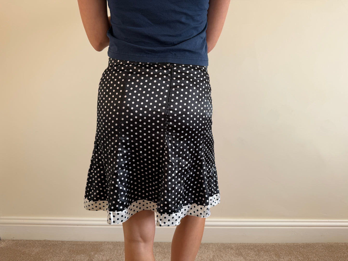 polka dot midi skirt