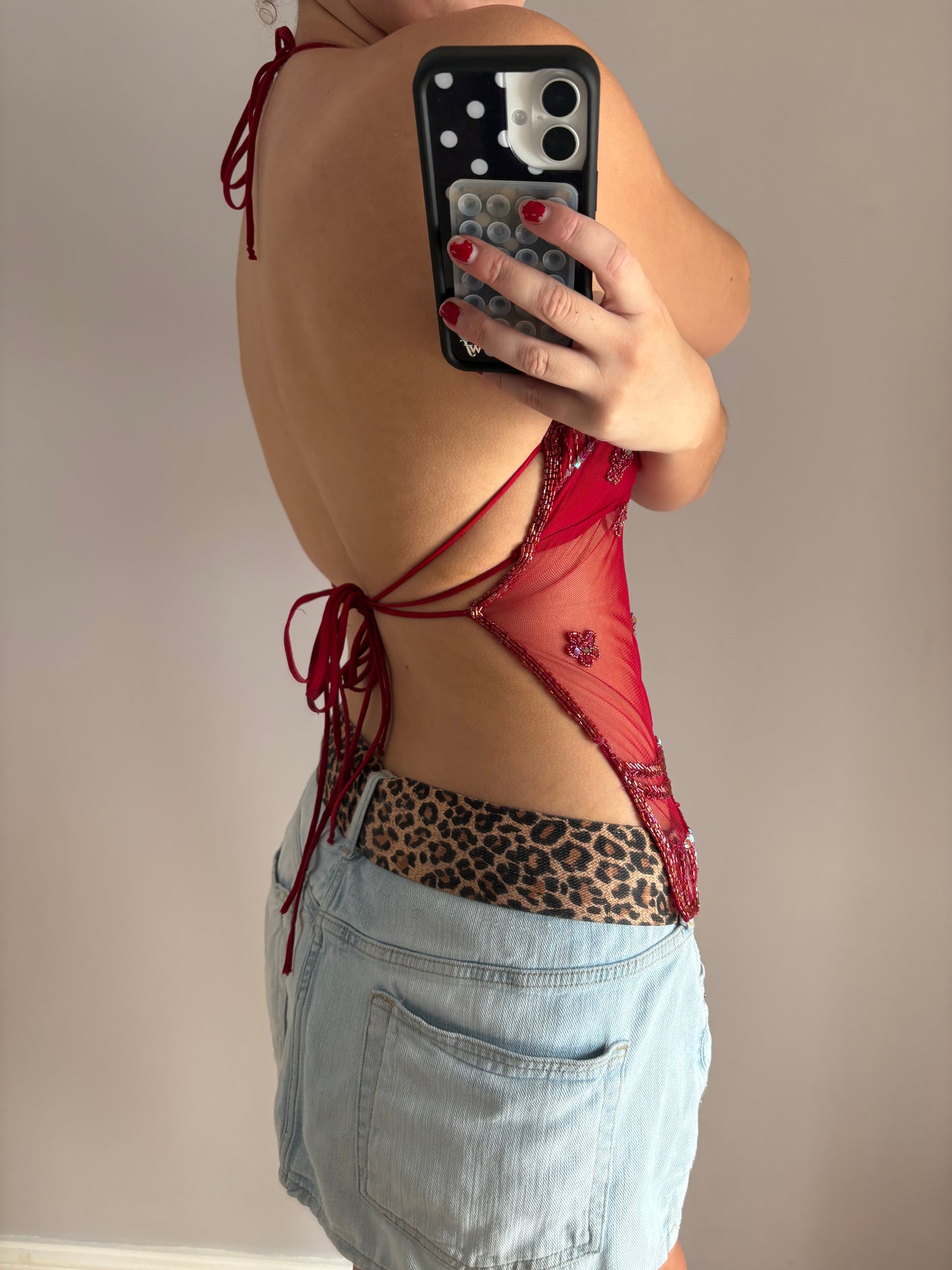 beaded backless cami