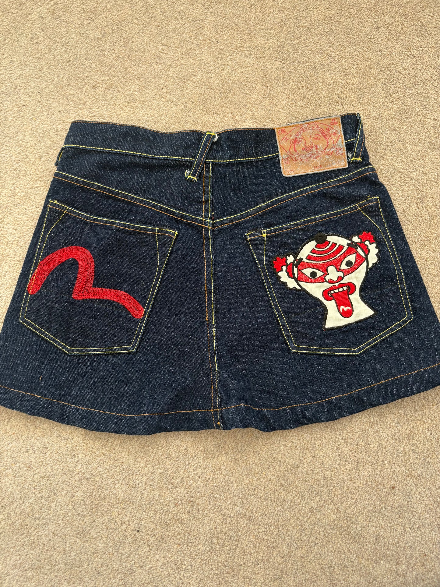 evisu mini skirt