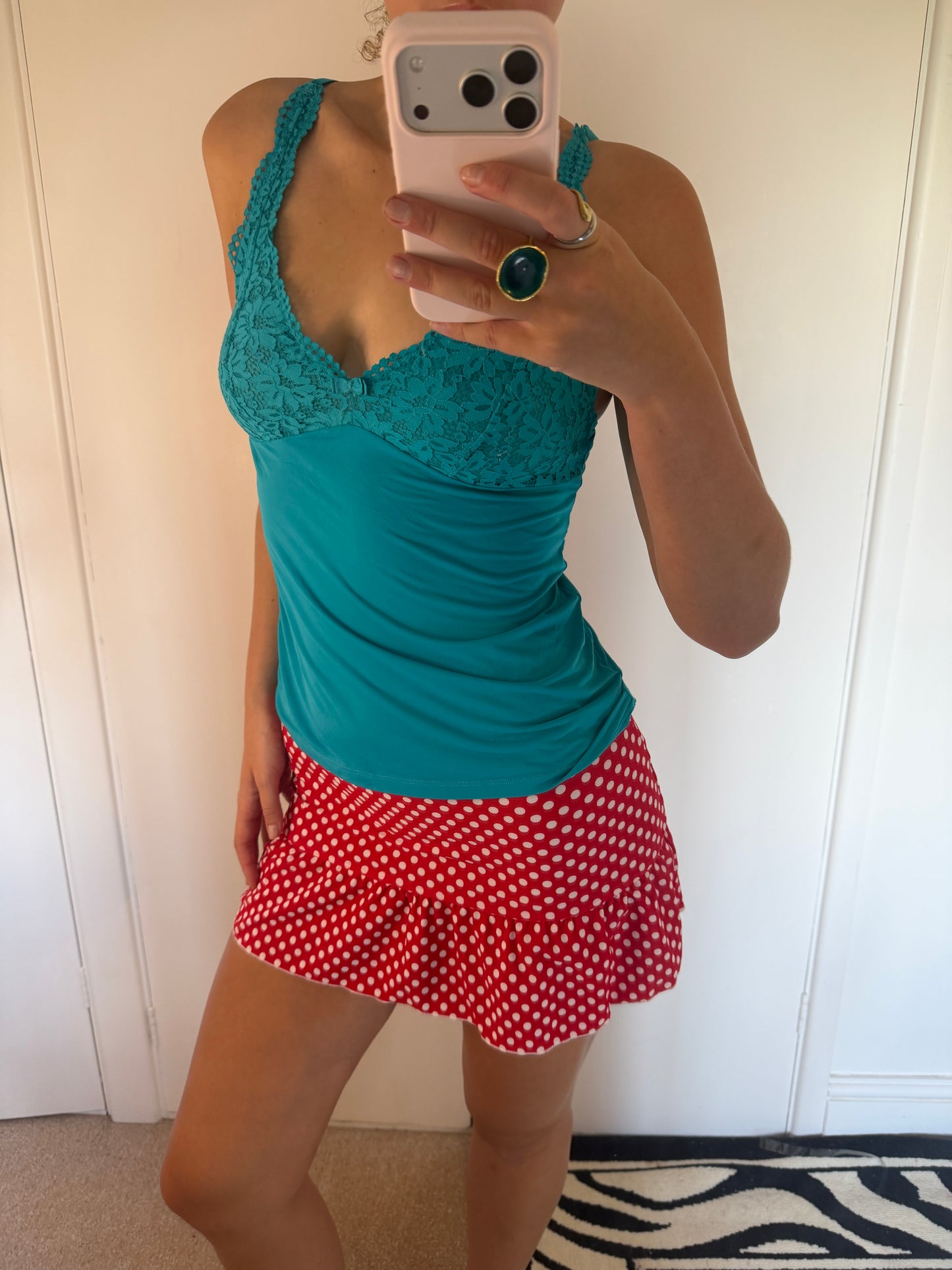polka dot mini skirt