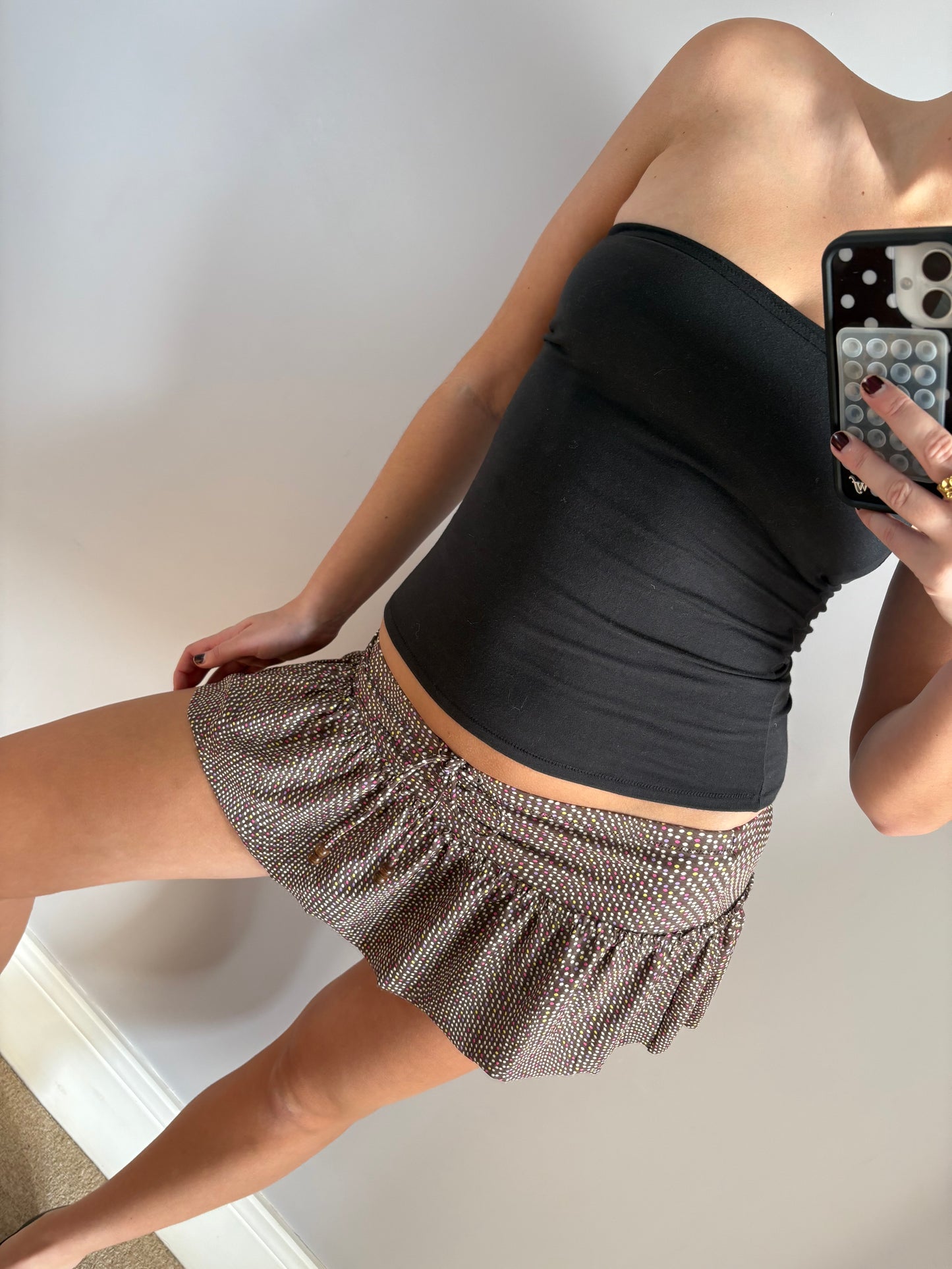 polka dot mini skirt