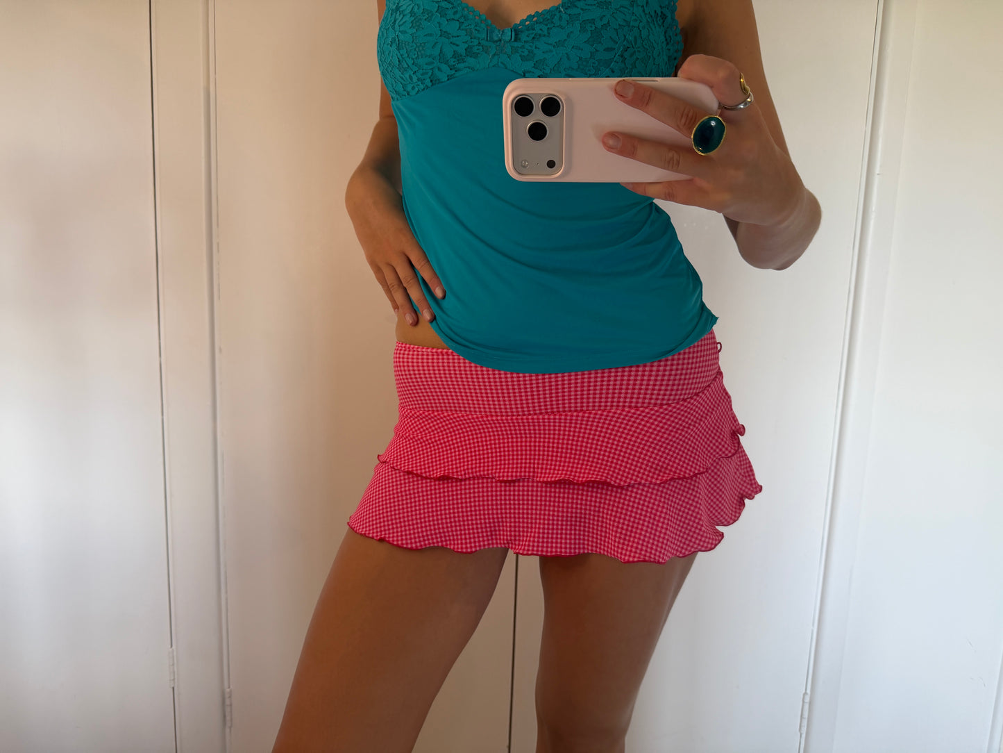 pink mini skirt