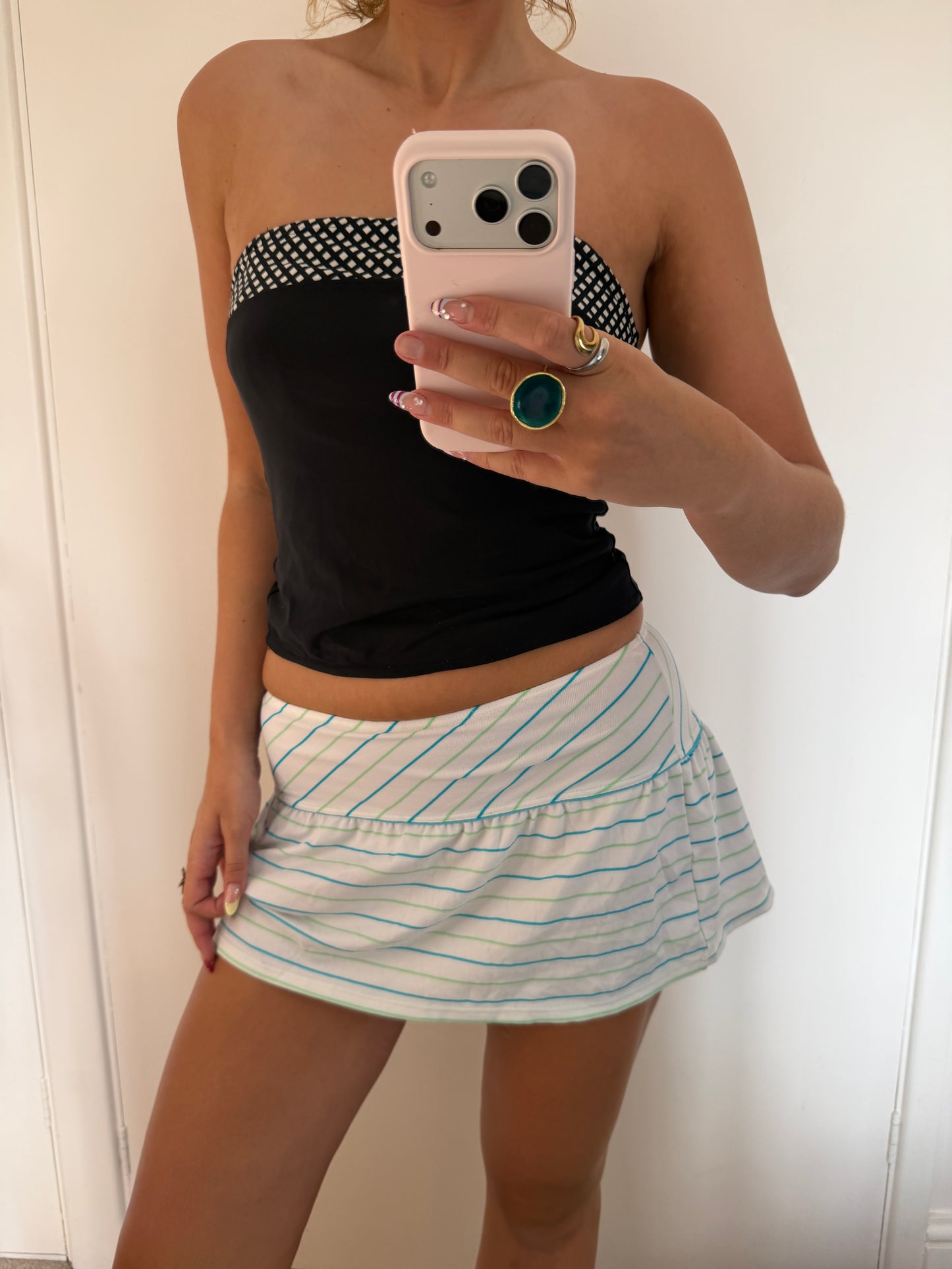 striped mini skirt