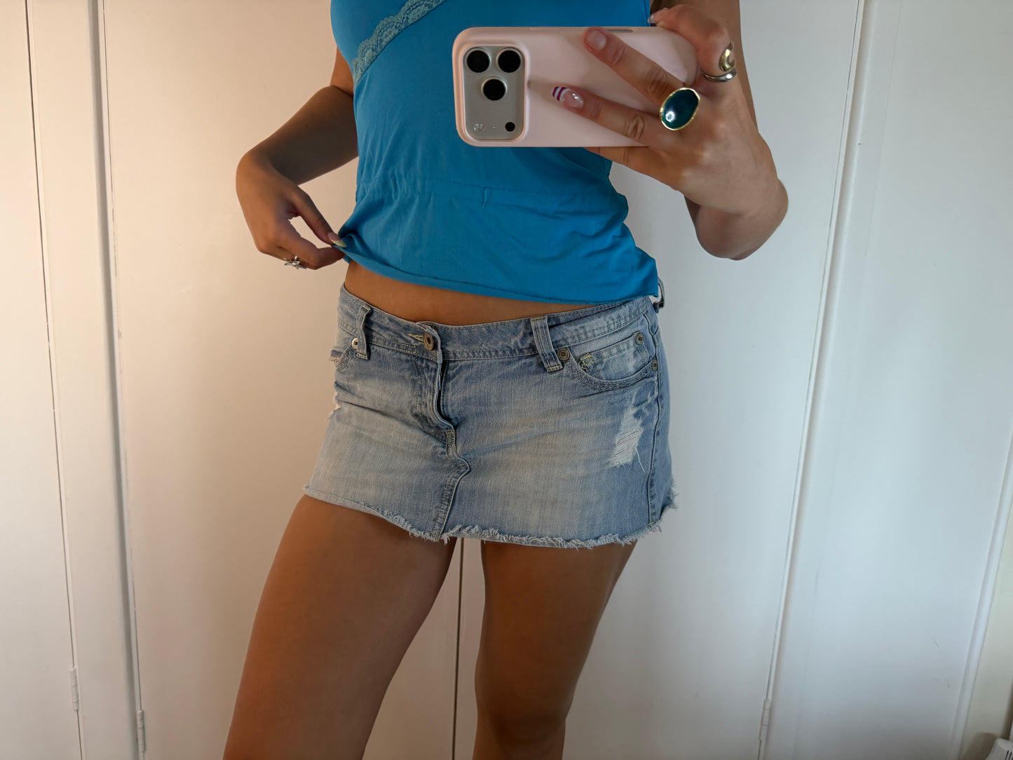 denim mini skirt