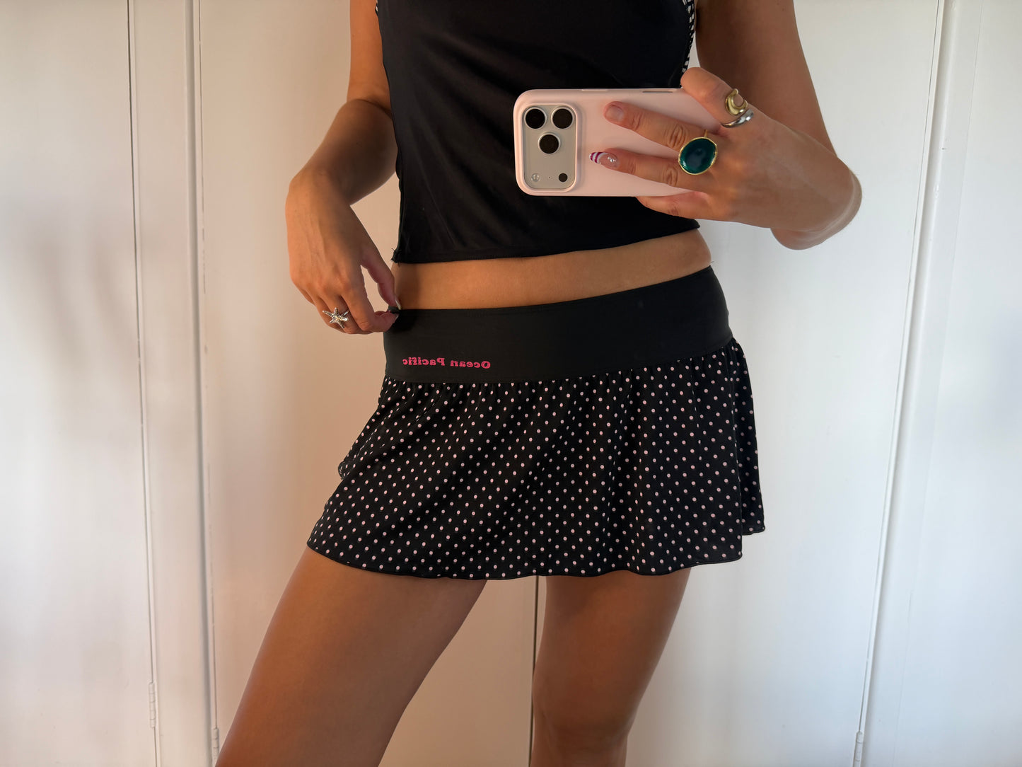 polka mini skirt