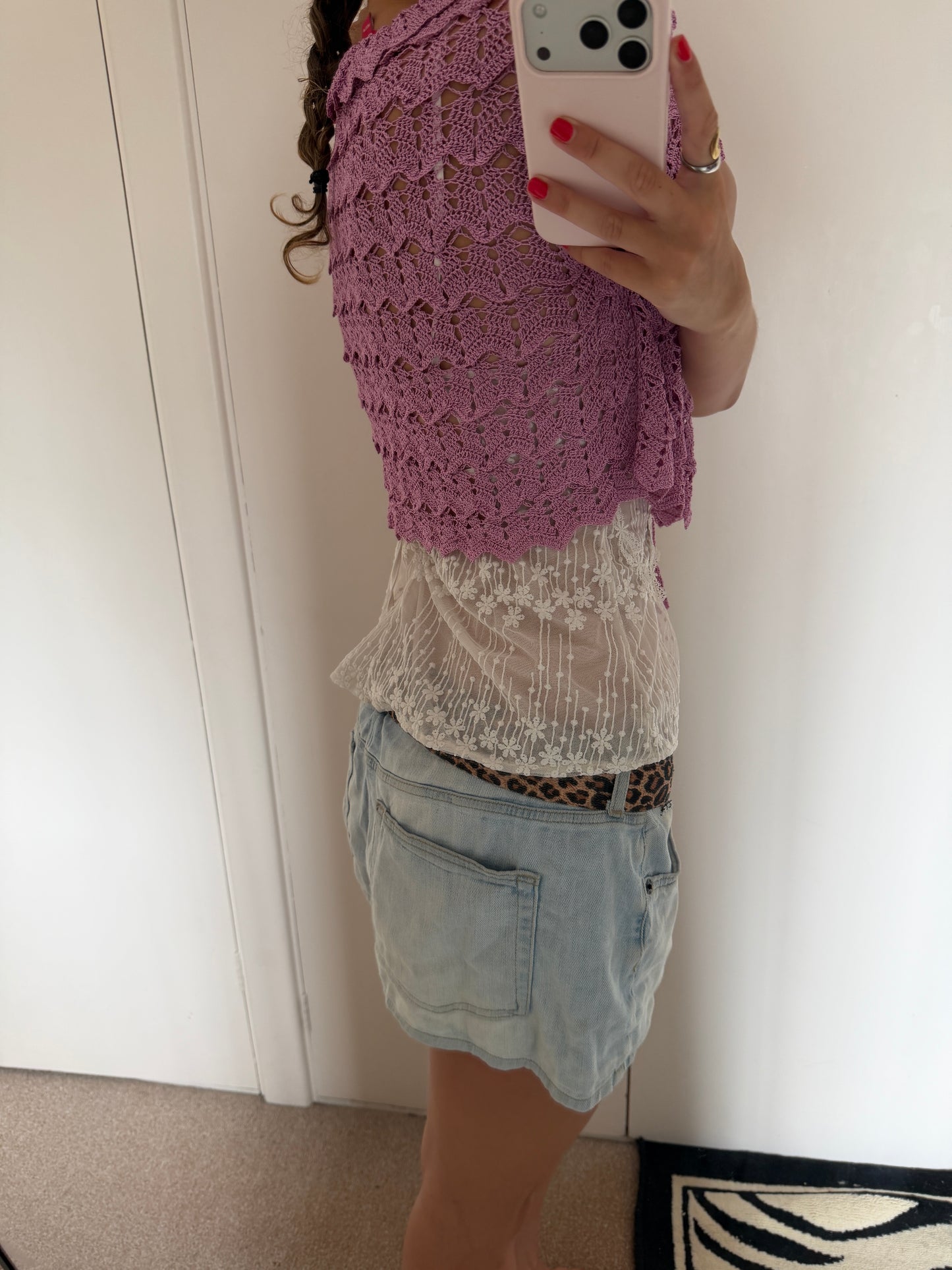 purple cardigan