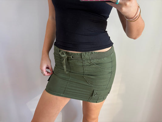 khaki mini skirt