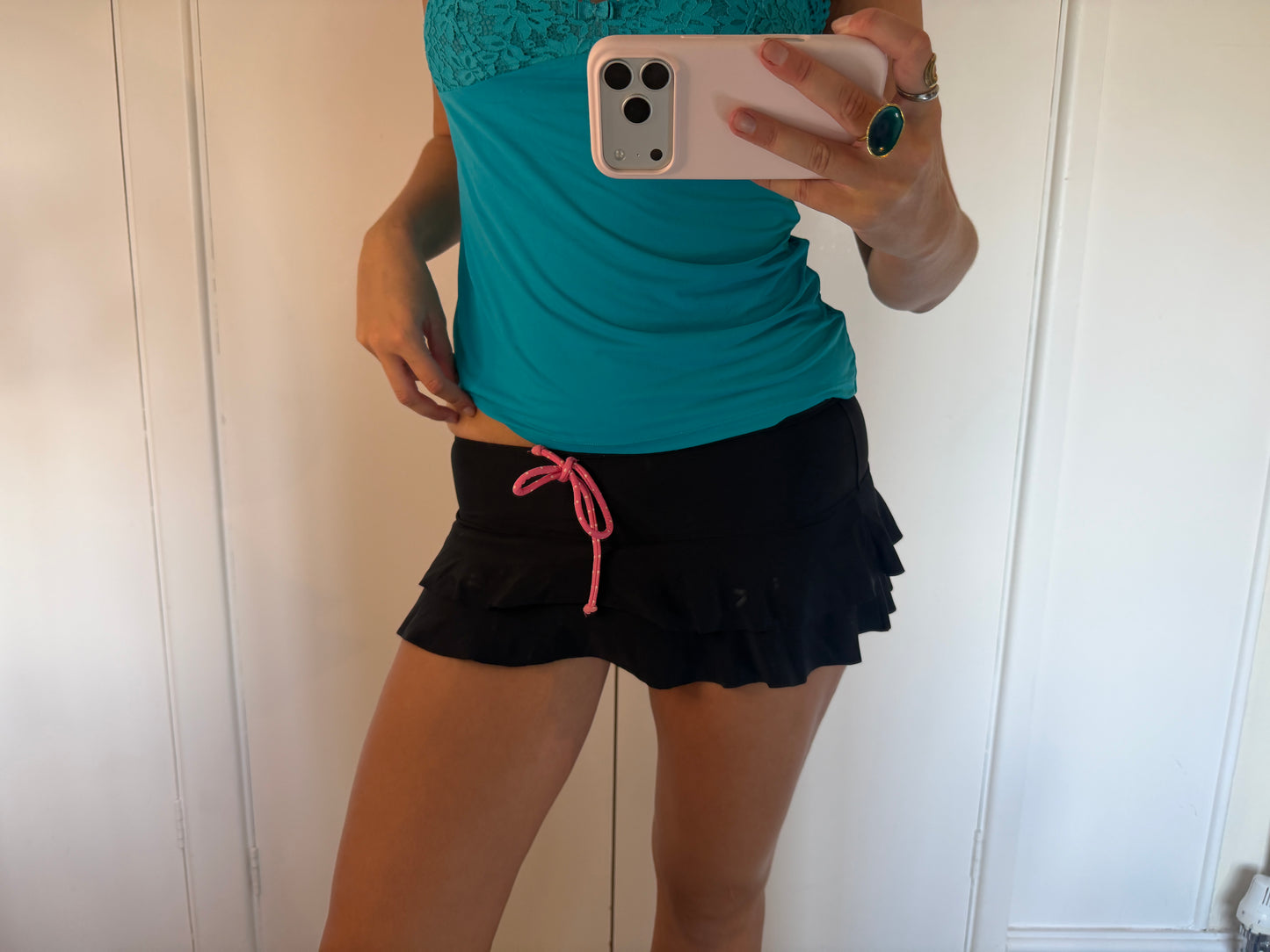 black mini skirt