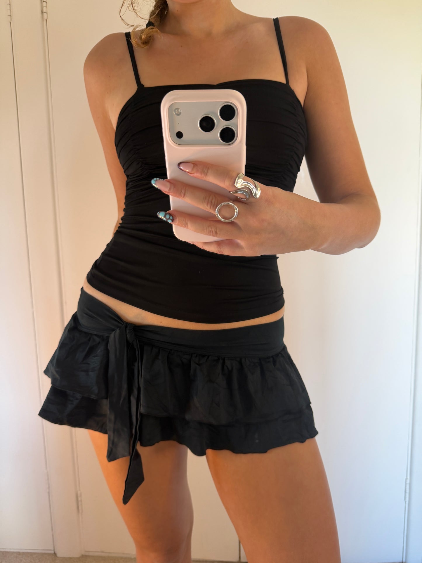 black mini skirt