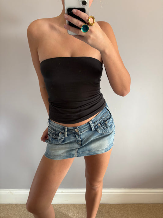 denim mini skirt