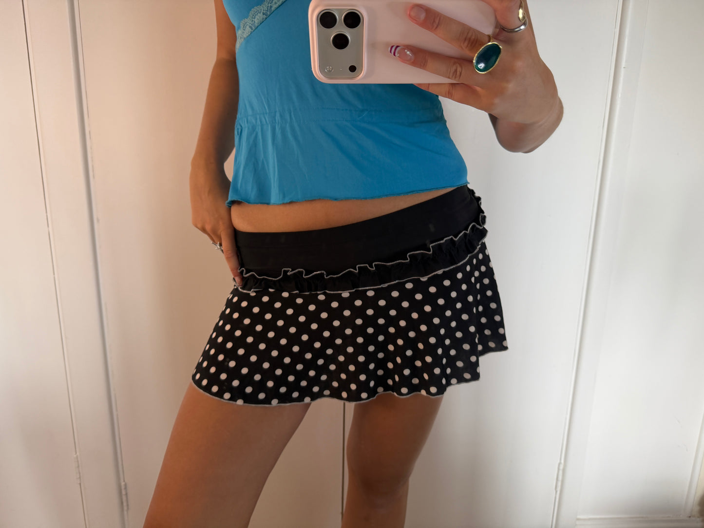 polka mini skirt