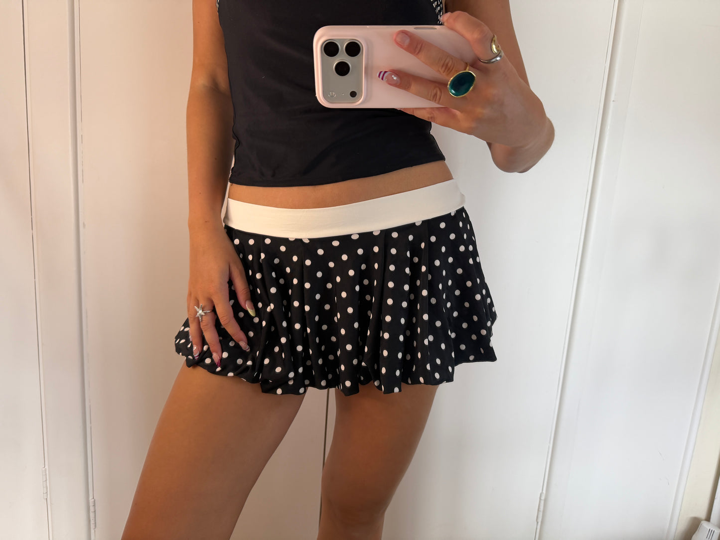 polka mini skirt