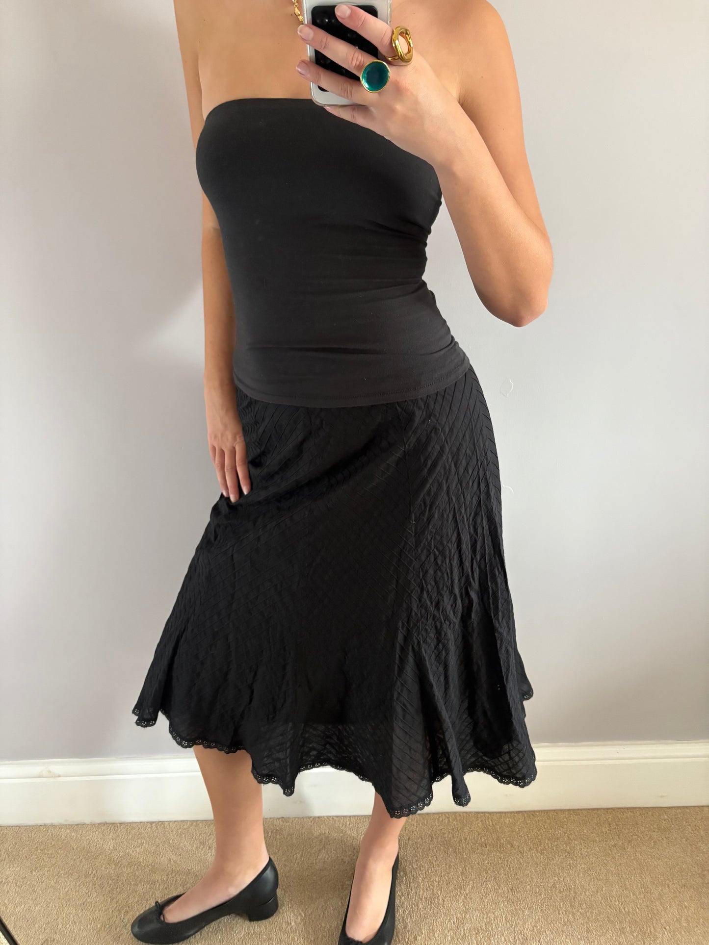 black midi skirt