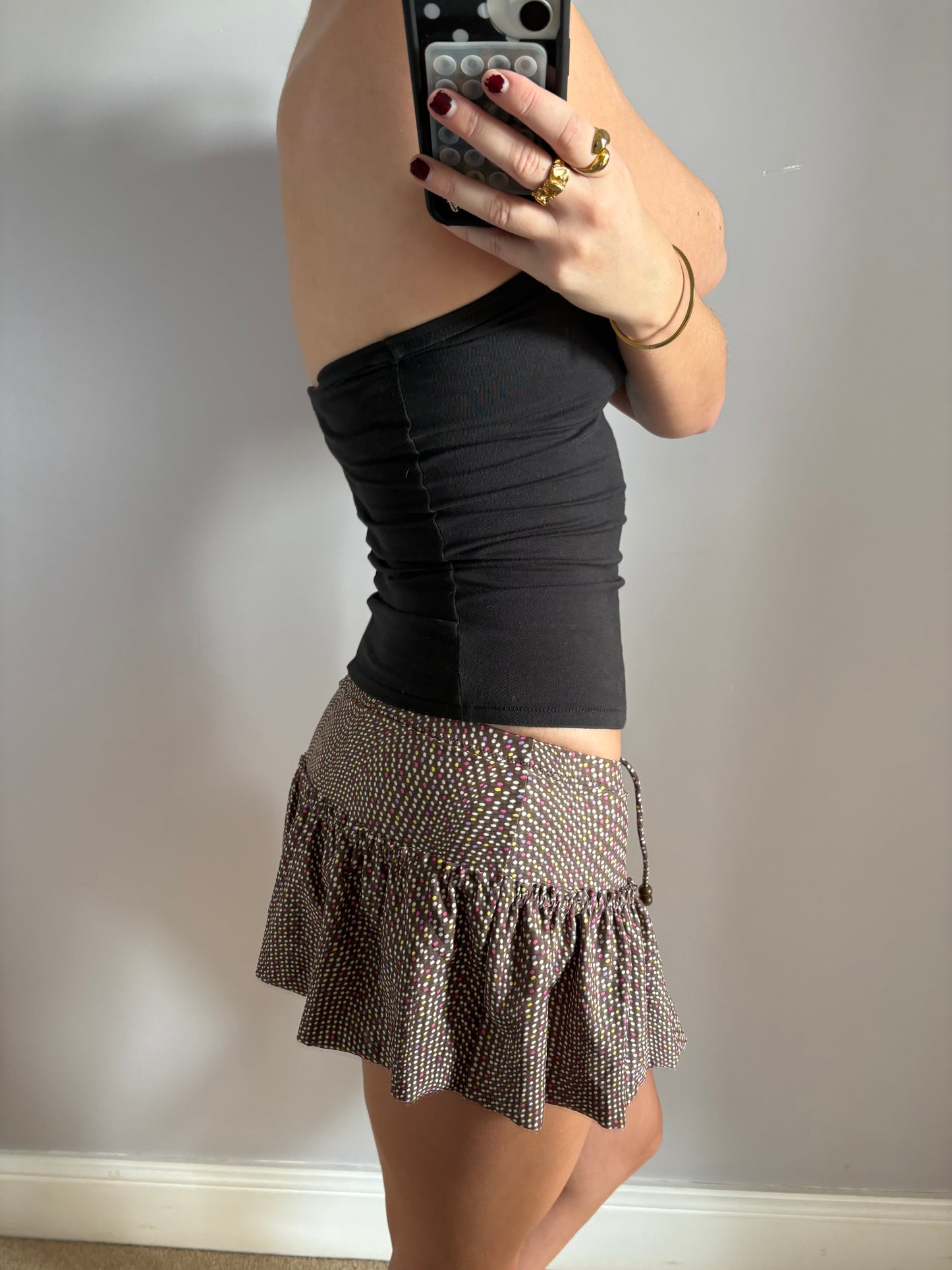 polka dot mini skirt