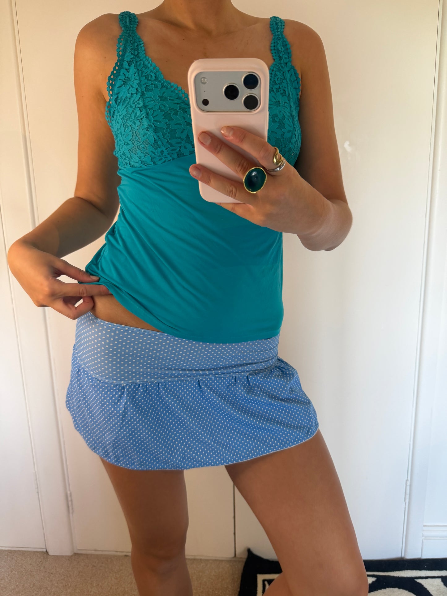 polka mini skirt