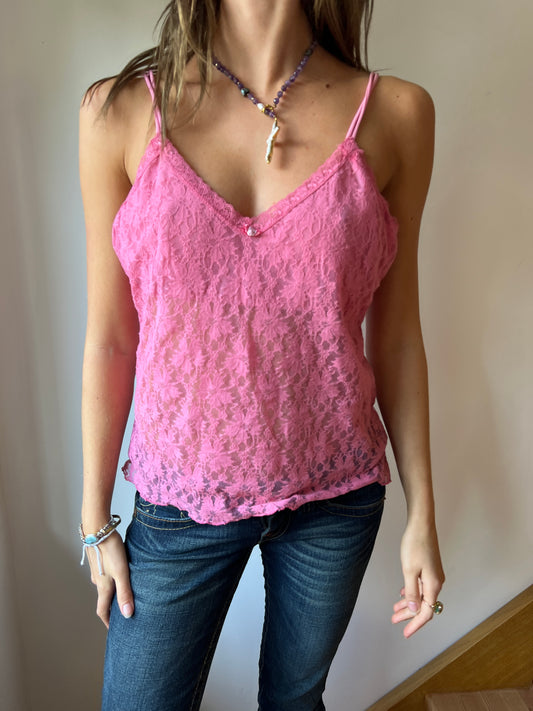 Y2K Pink Laced Cami