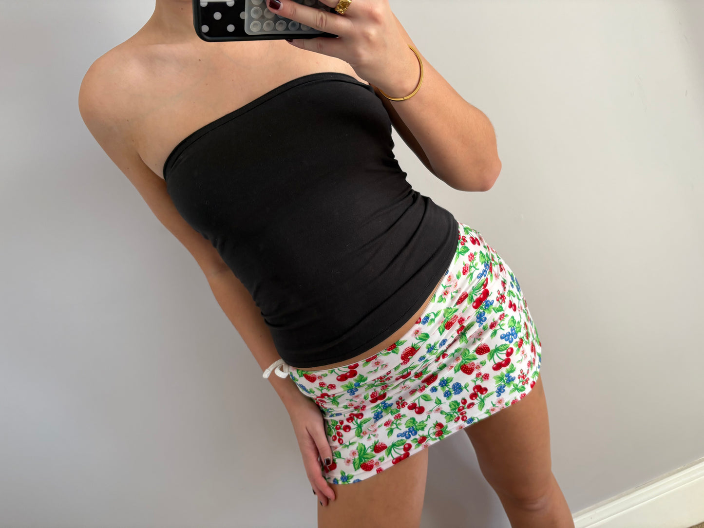 cherry mini skirt