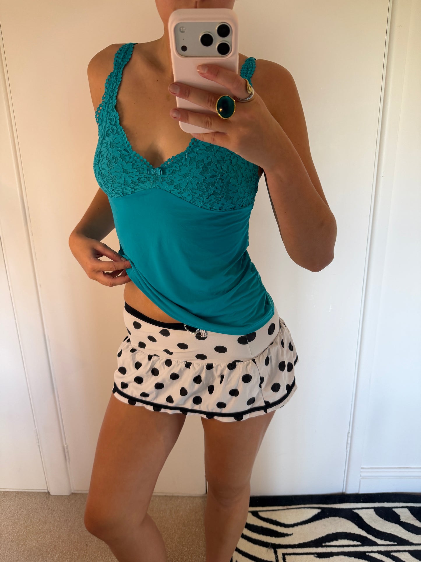 polka mini skirt