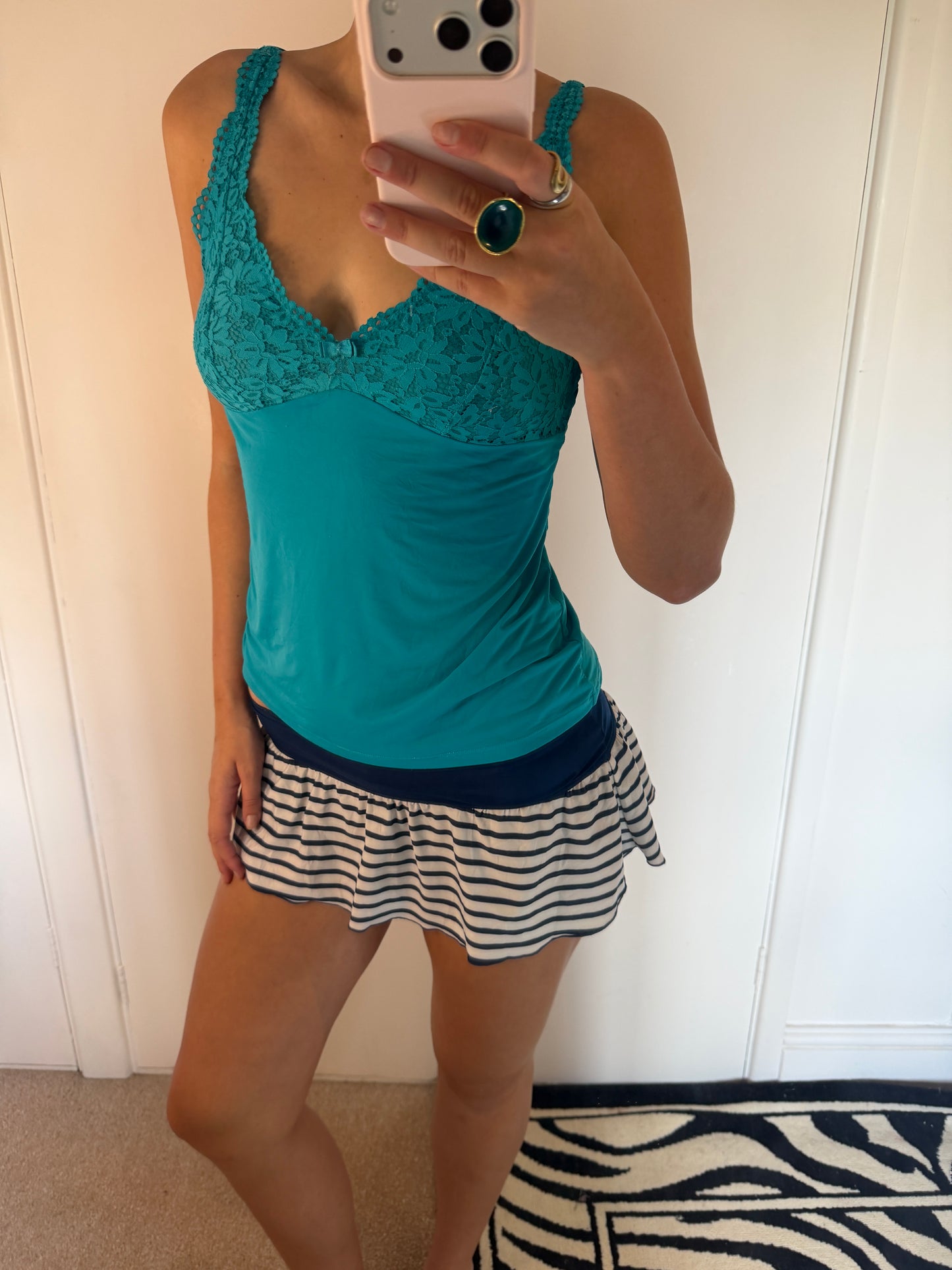 striped mini skort
