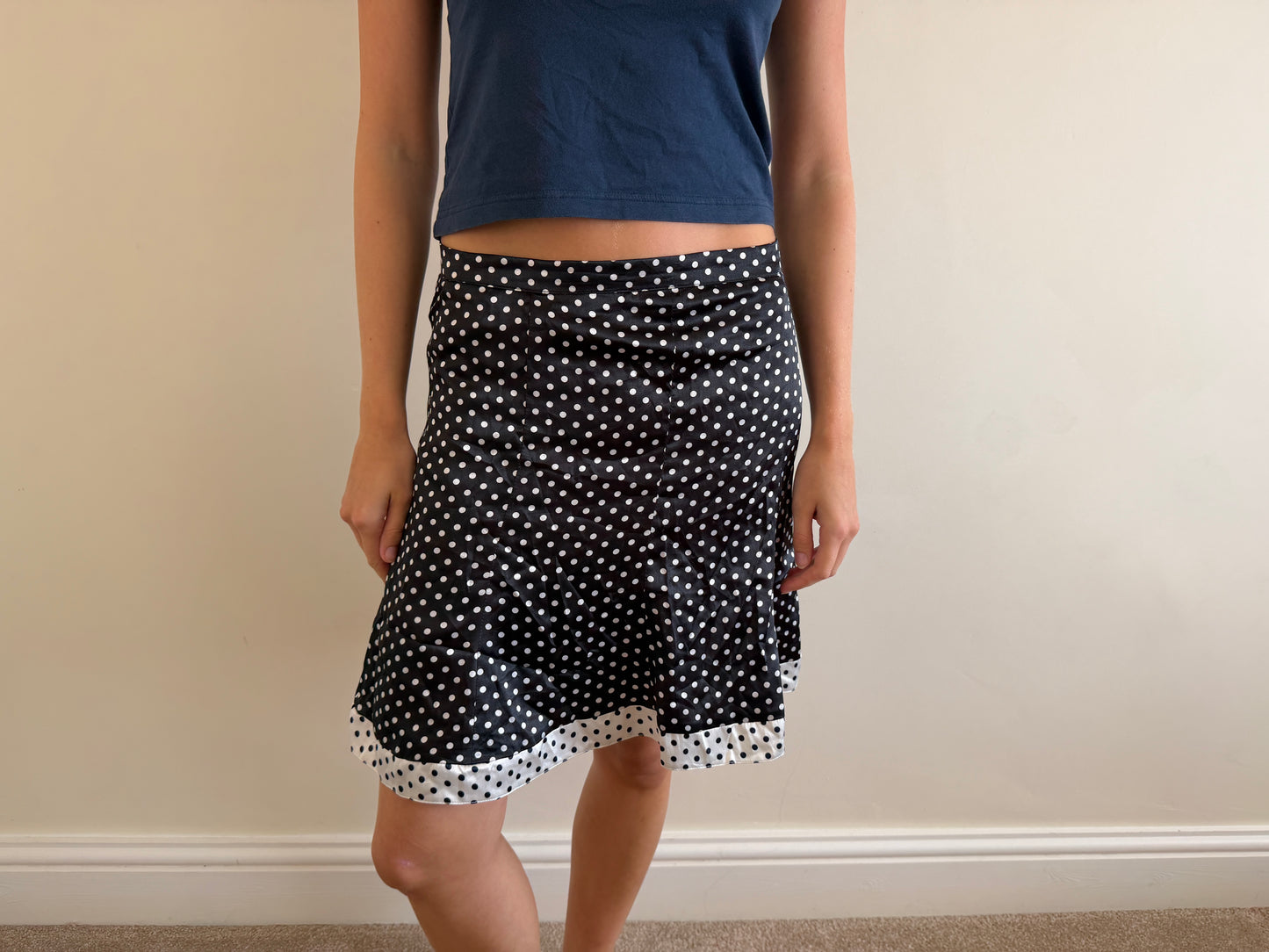 polka dot midi skirt