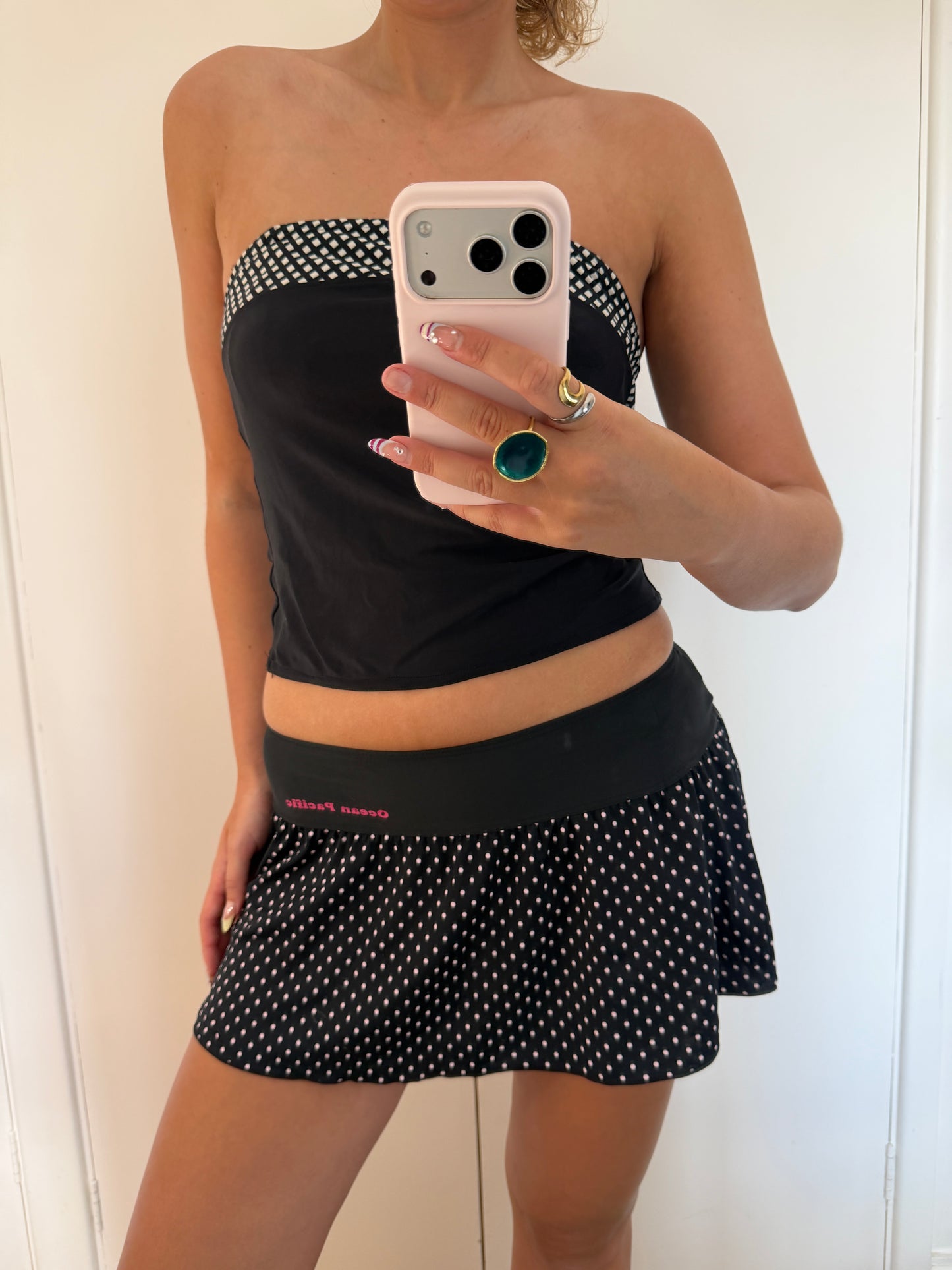 polka mini skirt