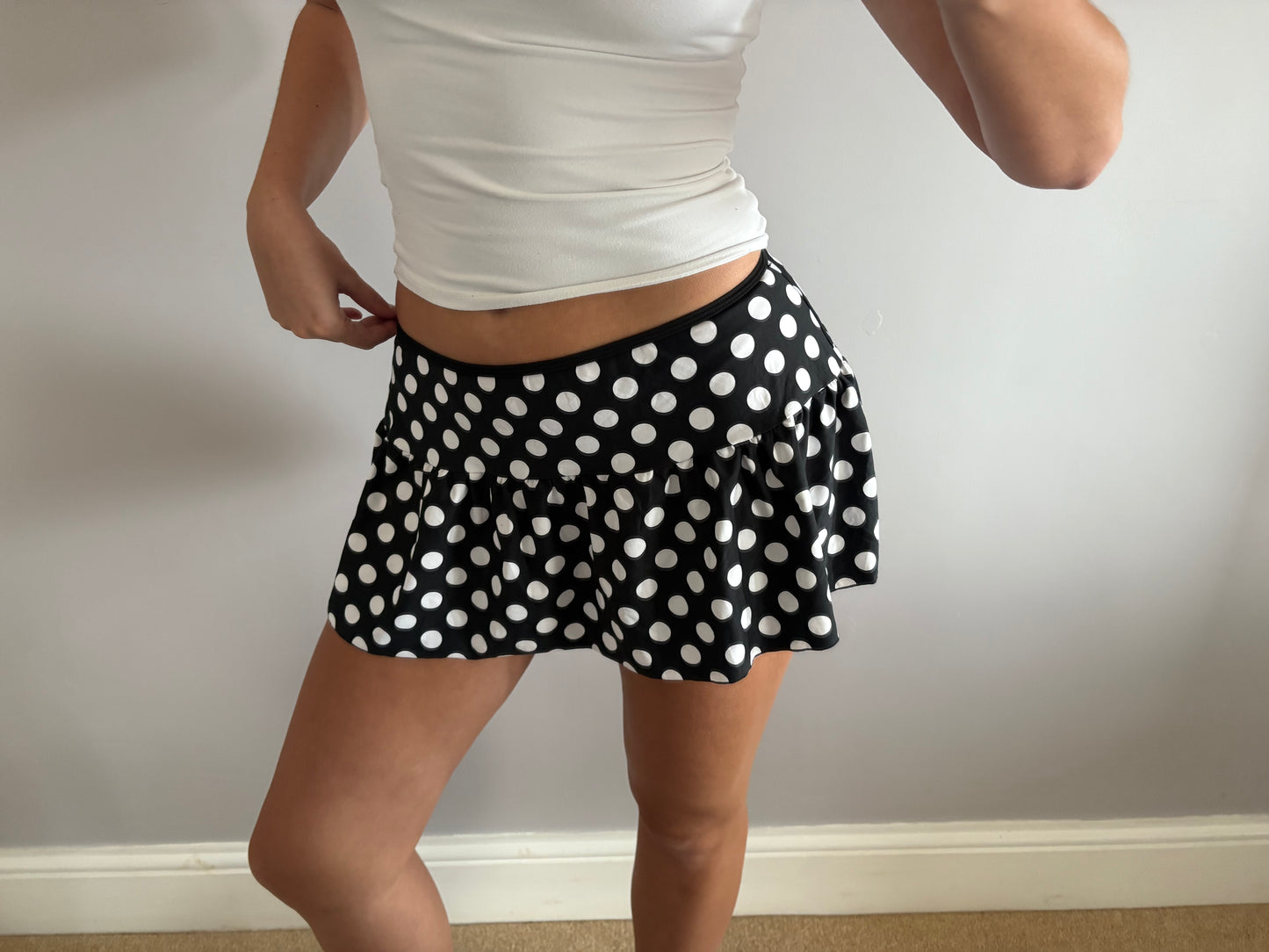 polka dot mini skirt