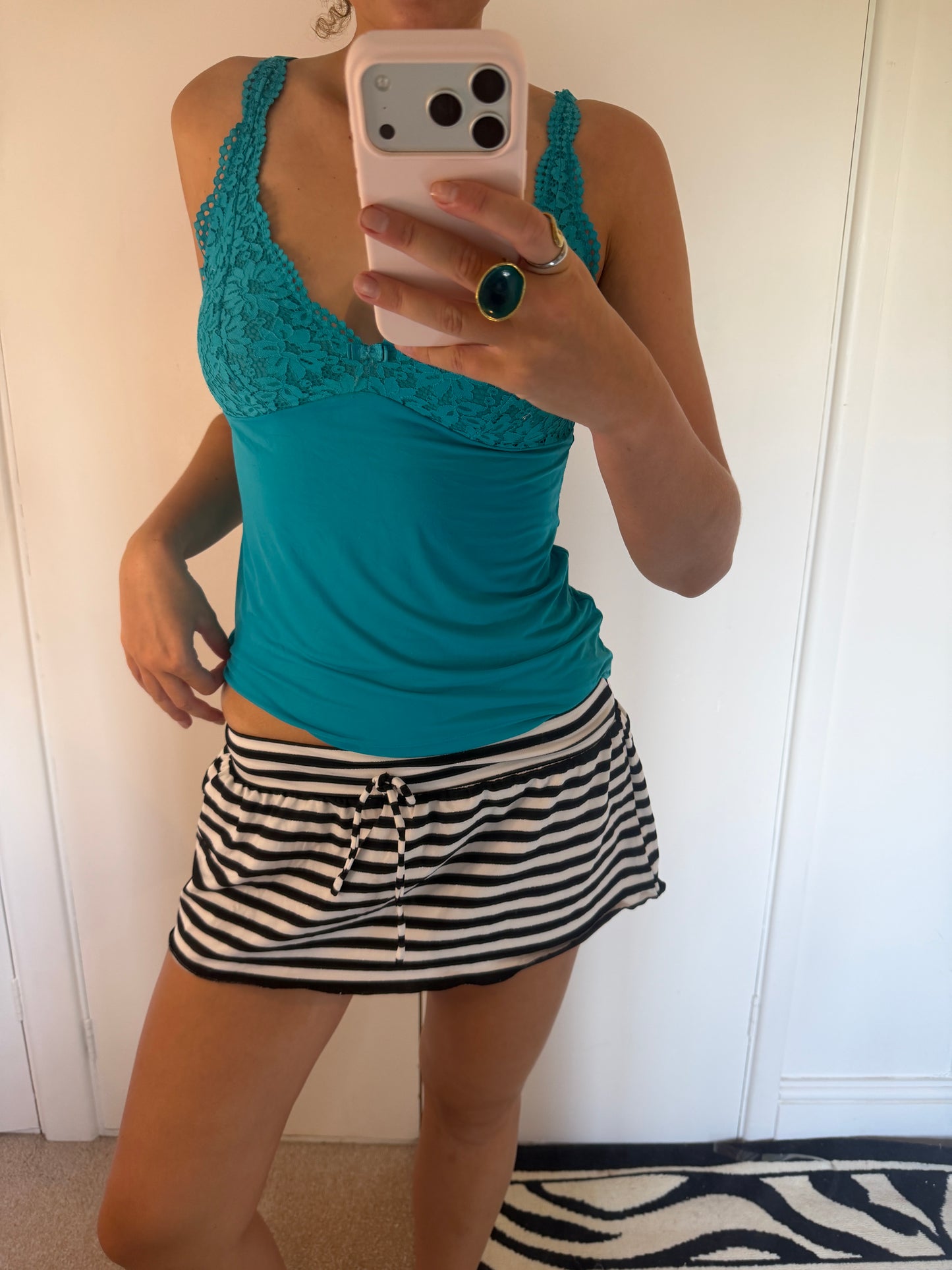 striped mini skirt