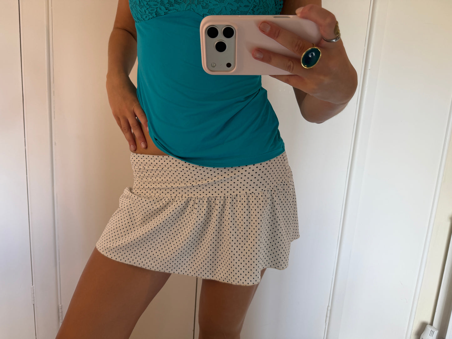 polka dot mini skirt