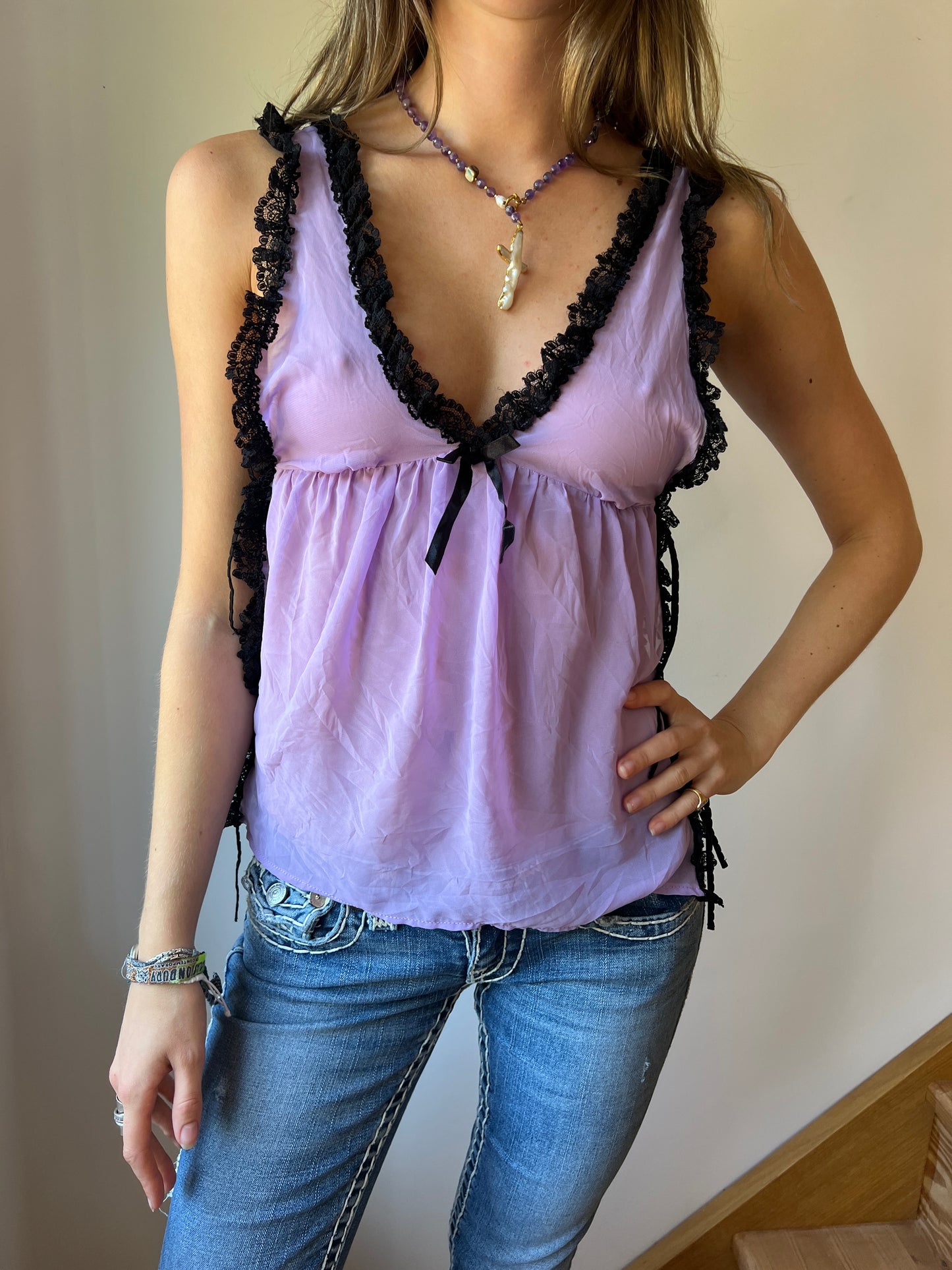 Purple Mesh Cami