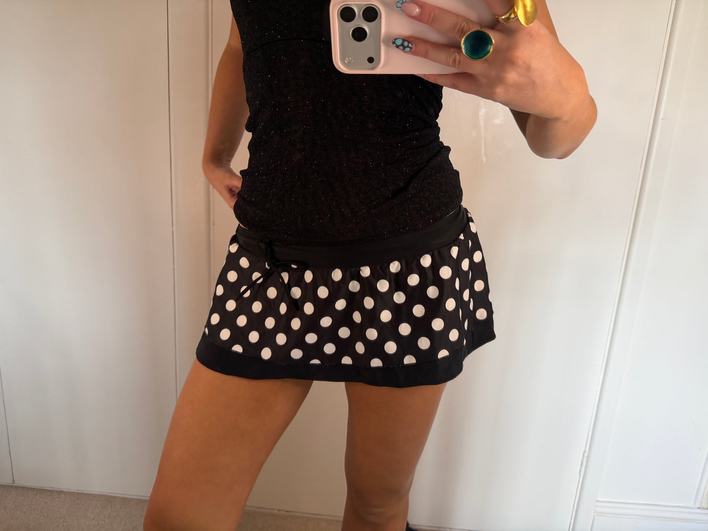 polka dot mini skirt