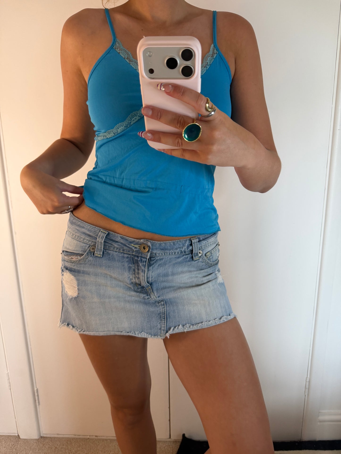 denim mini skirt