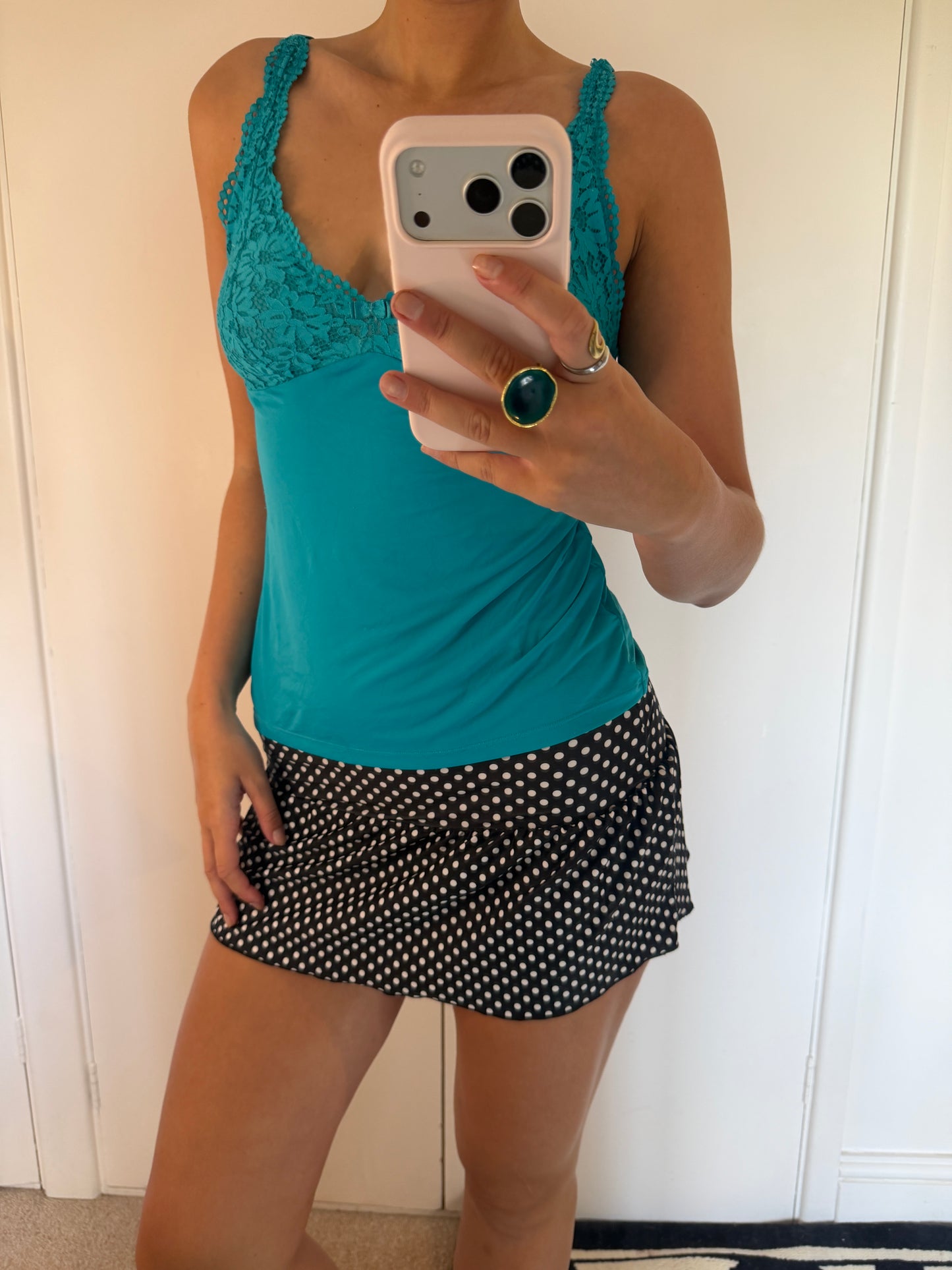 polka mini skirt
