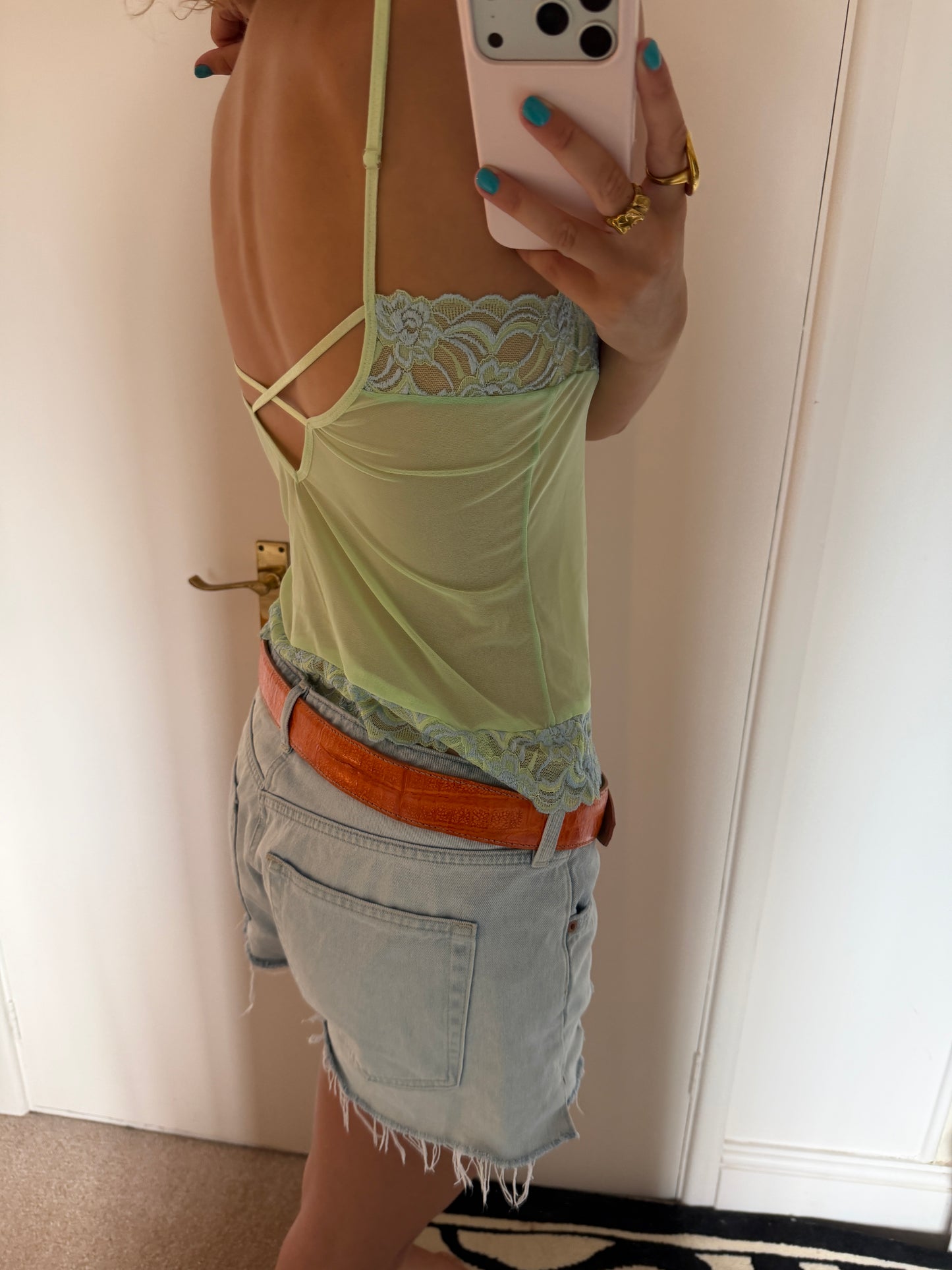 green laced cami