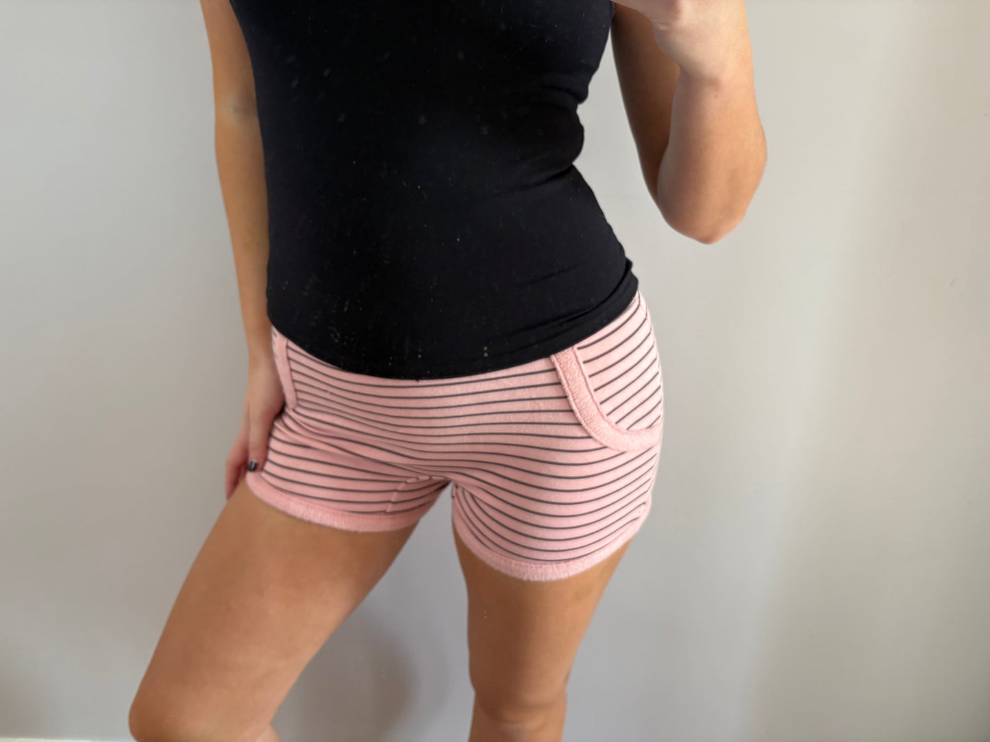 pinstriped mini shorts