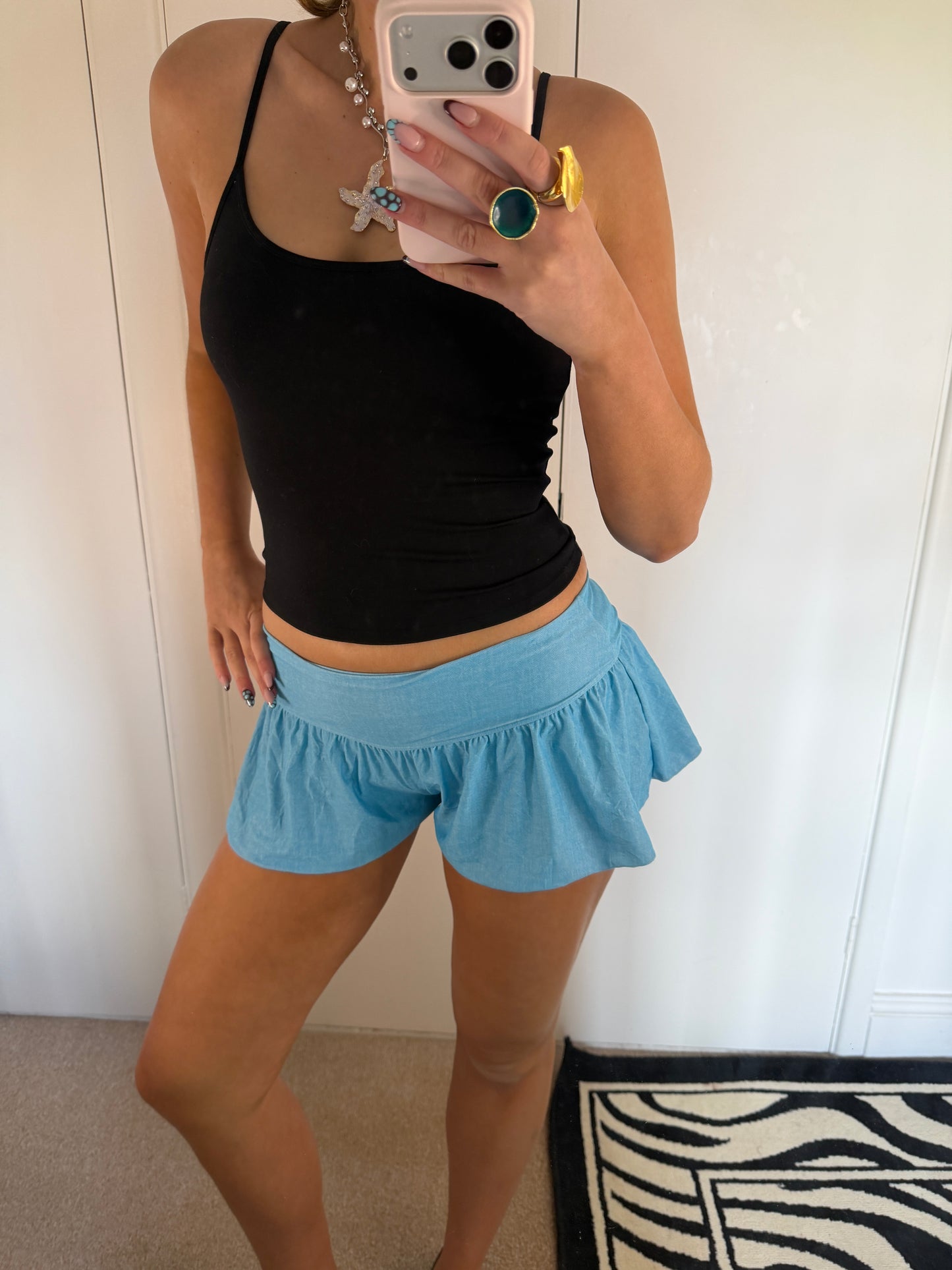 blue mini shorts