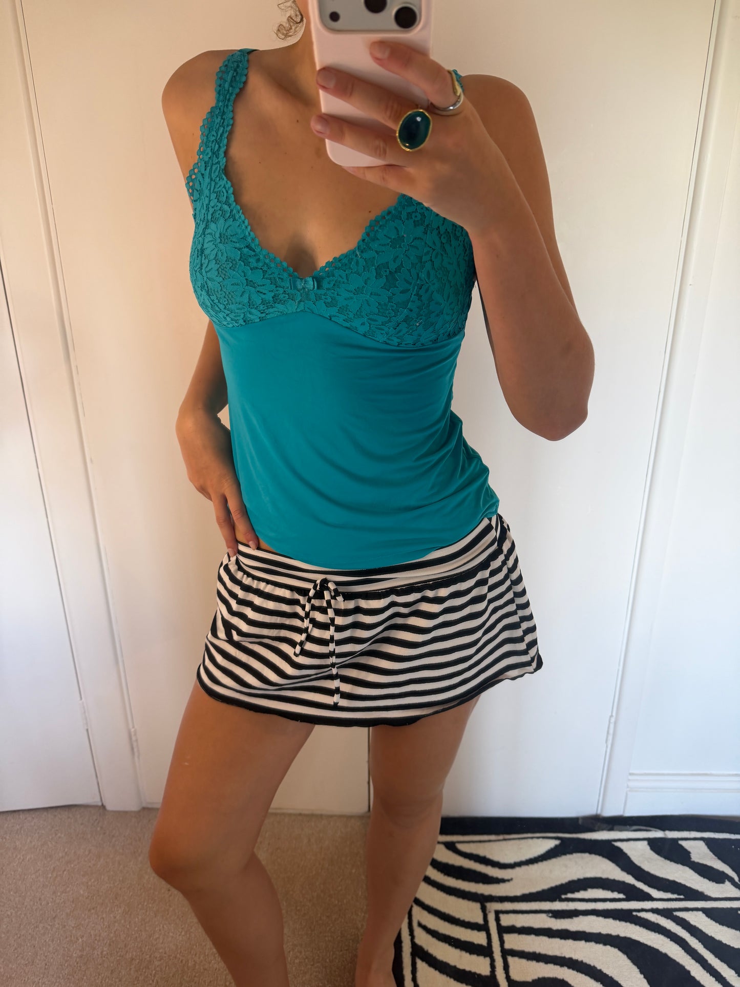 striped mini skirt