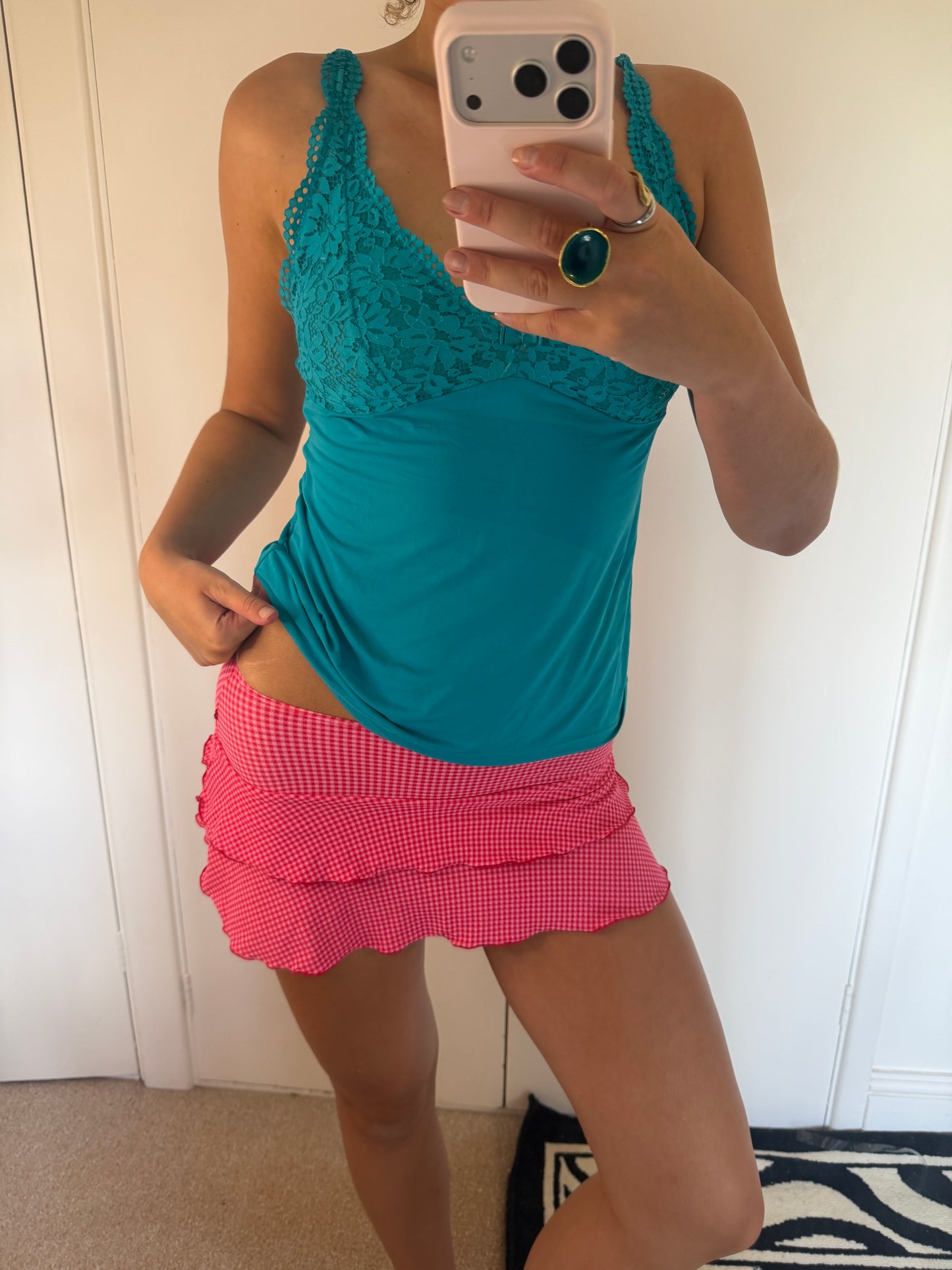 pink mini skirt