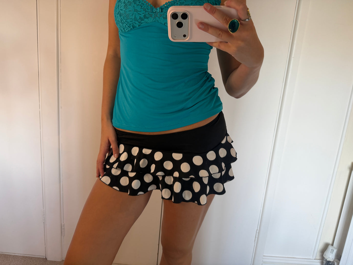 polka mini skirt