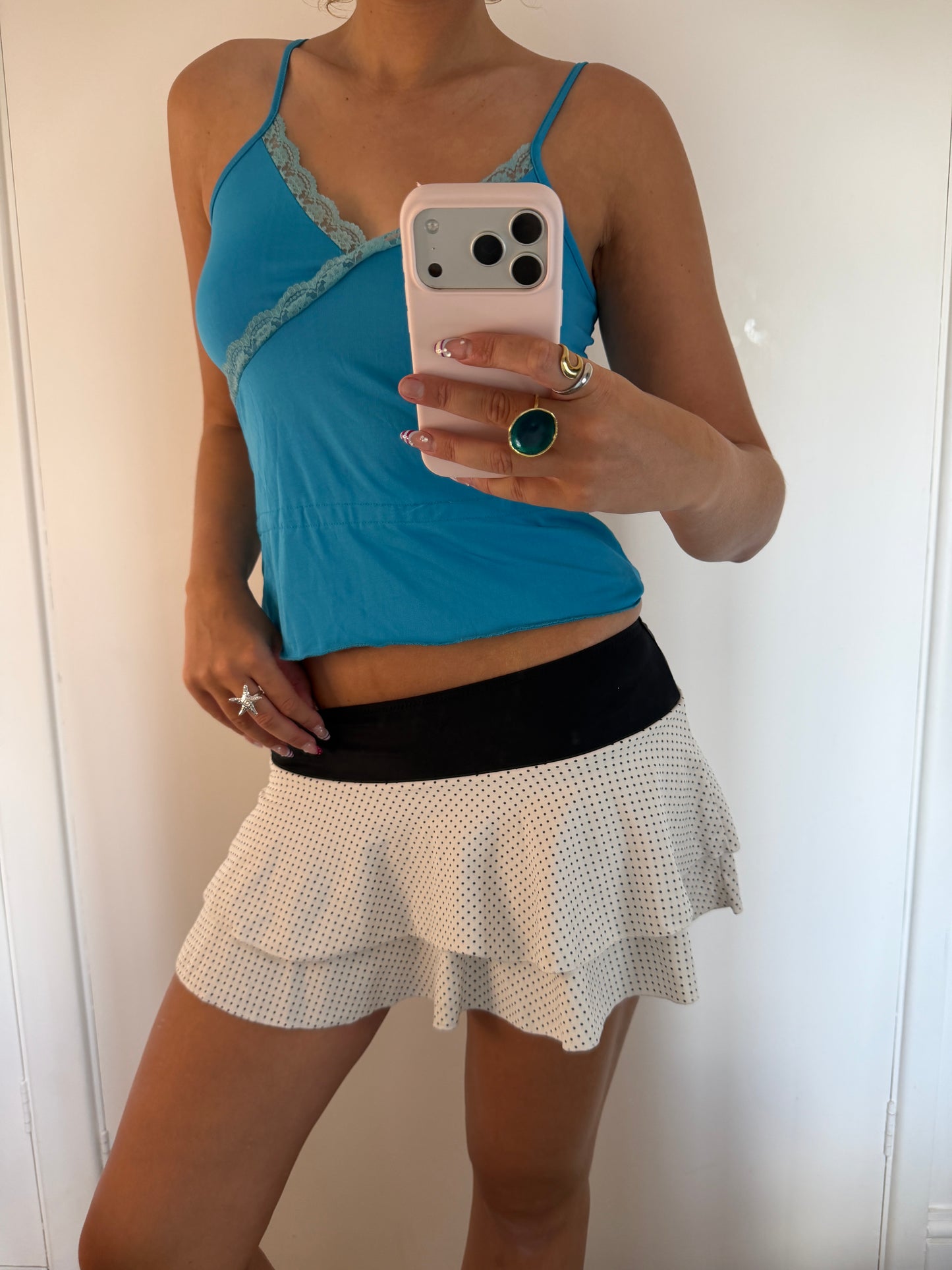 polka mini skirt