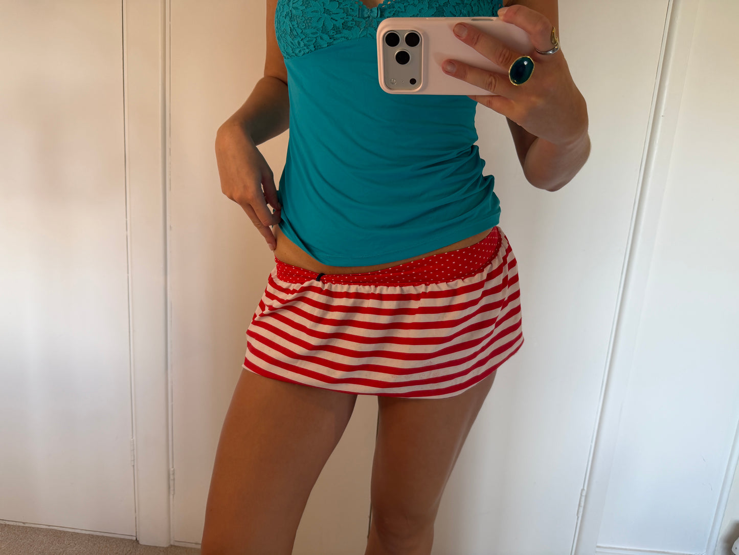 striped mini skirt