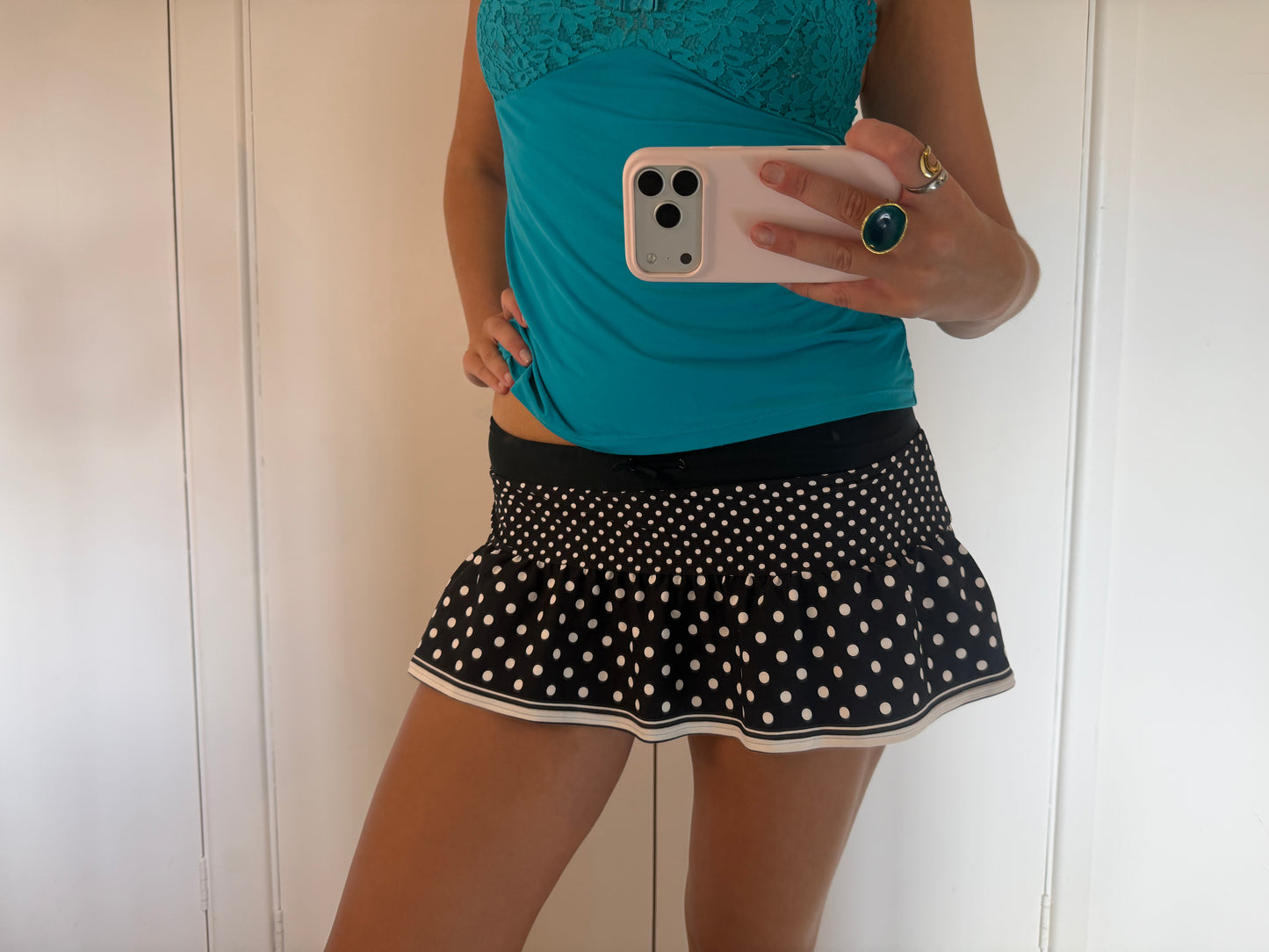 polka dot mini skirt