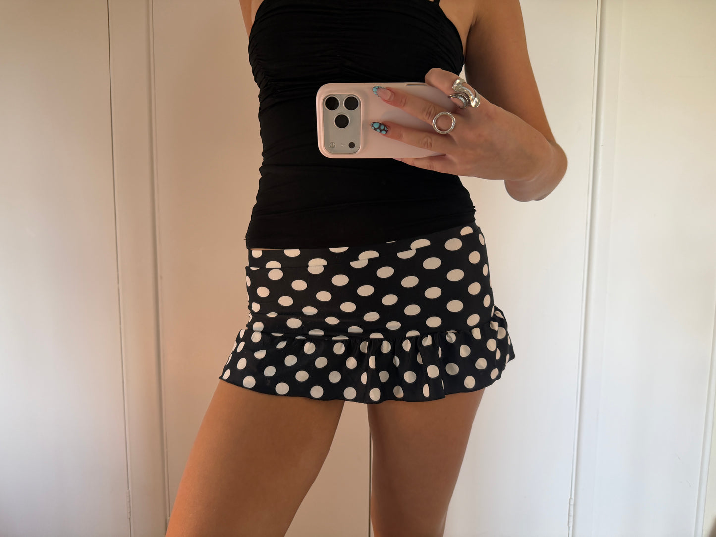 polka mini skirts