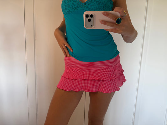 pink mini skirt